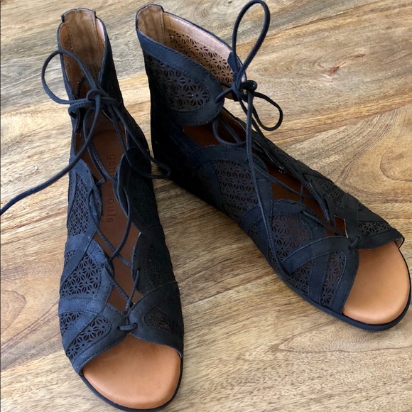 gentle souls black sandals